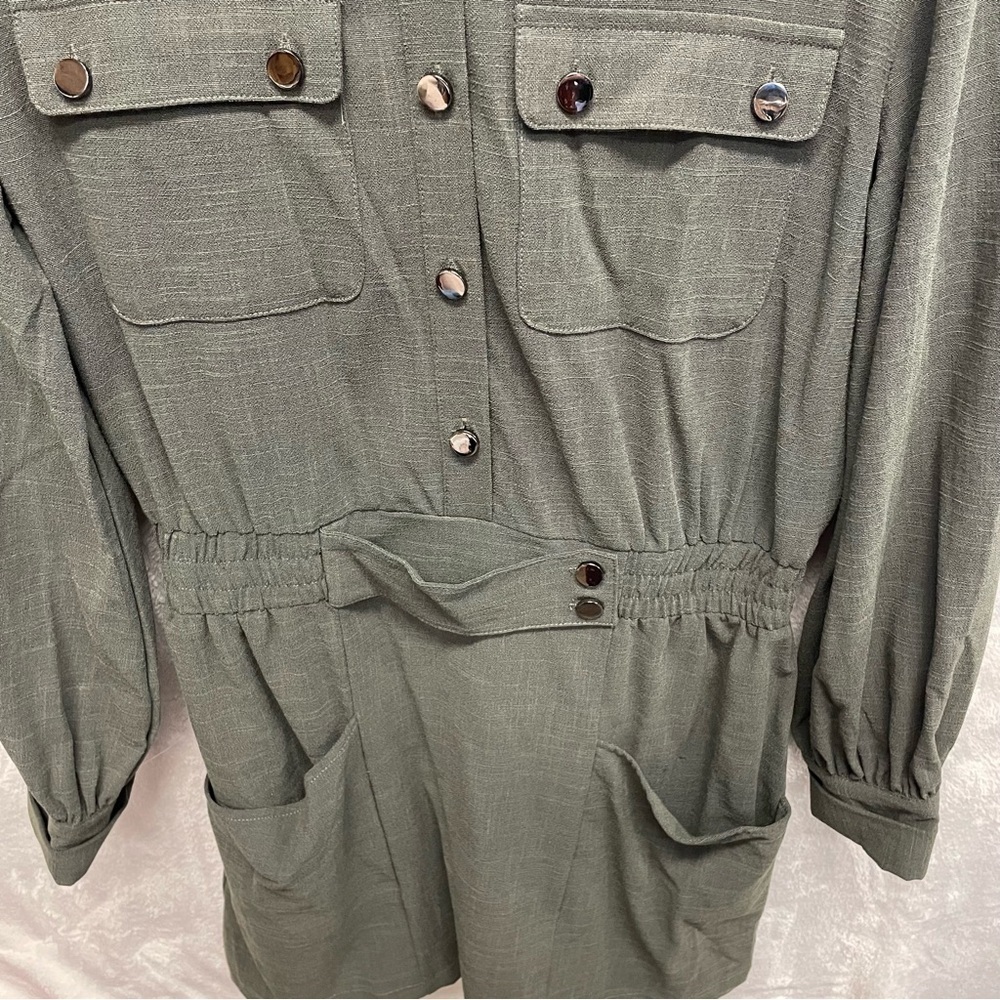 Line & Dot Poppy Mino Dress In Olive Long Sleeve Womens medium utility military - Picture 6 of 9